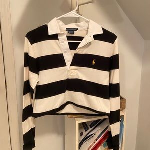 ralph lauren cropped oversized rugby shirt